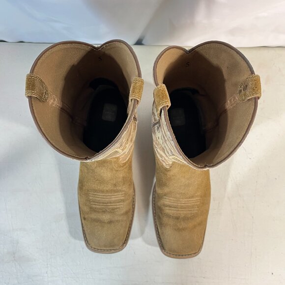 Ariat Kid's Boots Western Patriot Sand Storm Camo American Flag Mocha Suede 5 - Picture 11 of 16